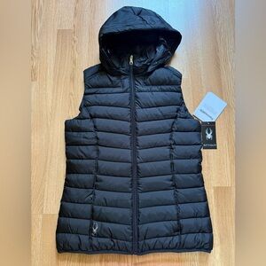 Spyder Polar Thermaweb Puffer Vest Black hooded jacket Women's Medium
